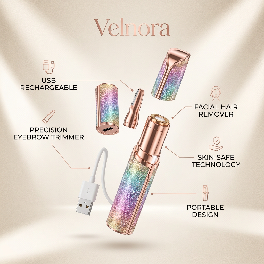 VELNORA 2-in-1 Eyebrow & Facial Hair Trimmer