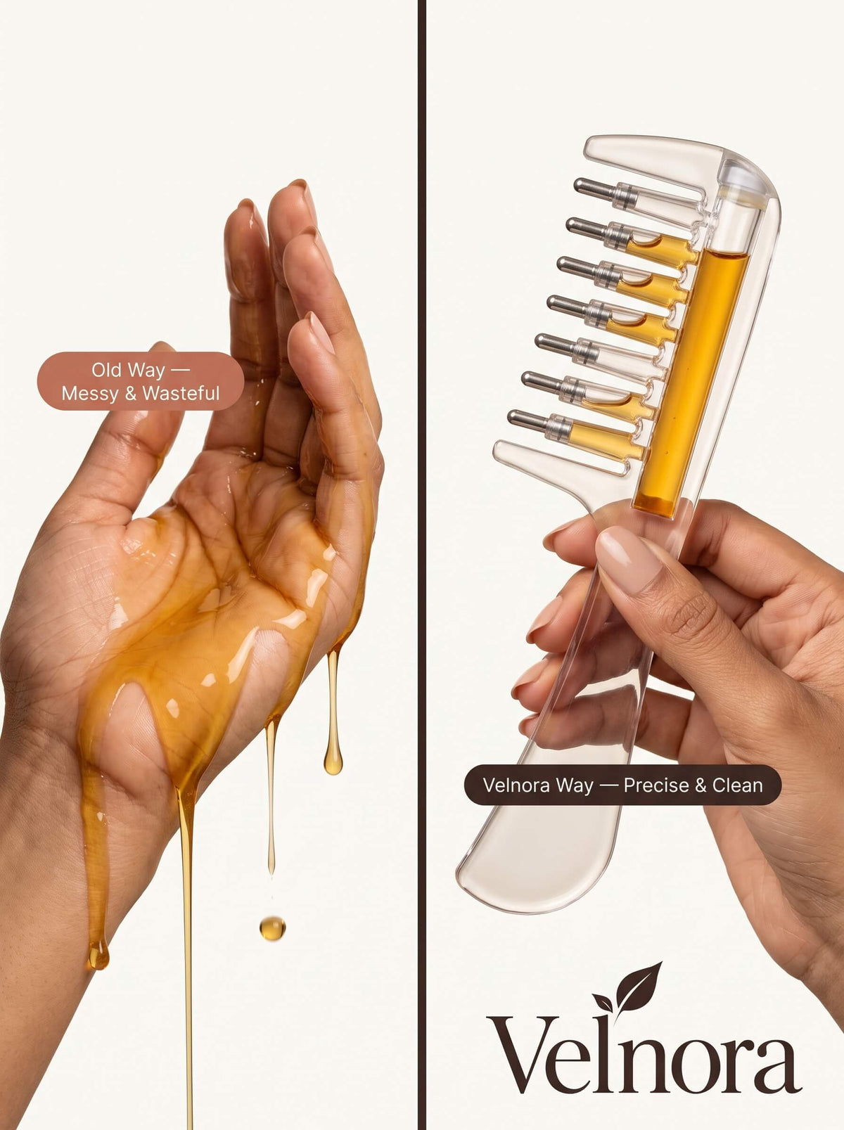 Clean scalp care routine without oil on hands