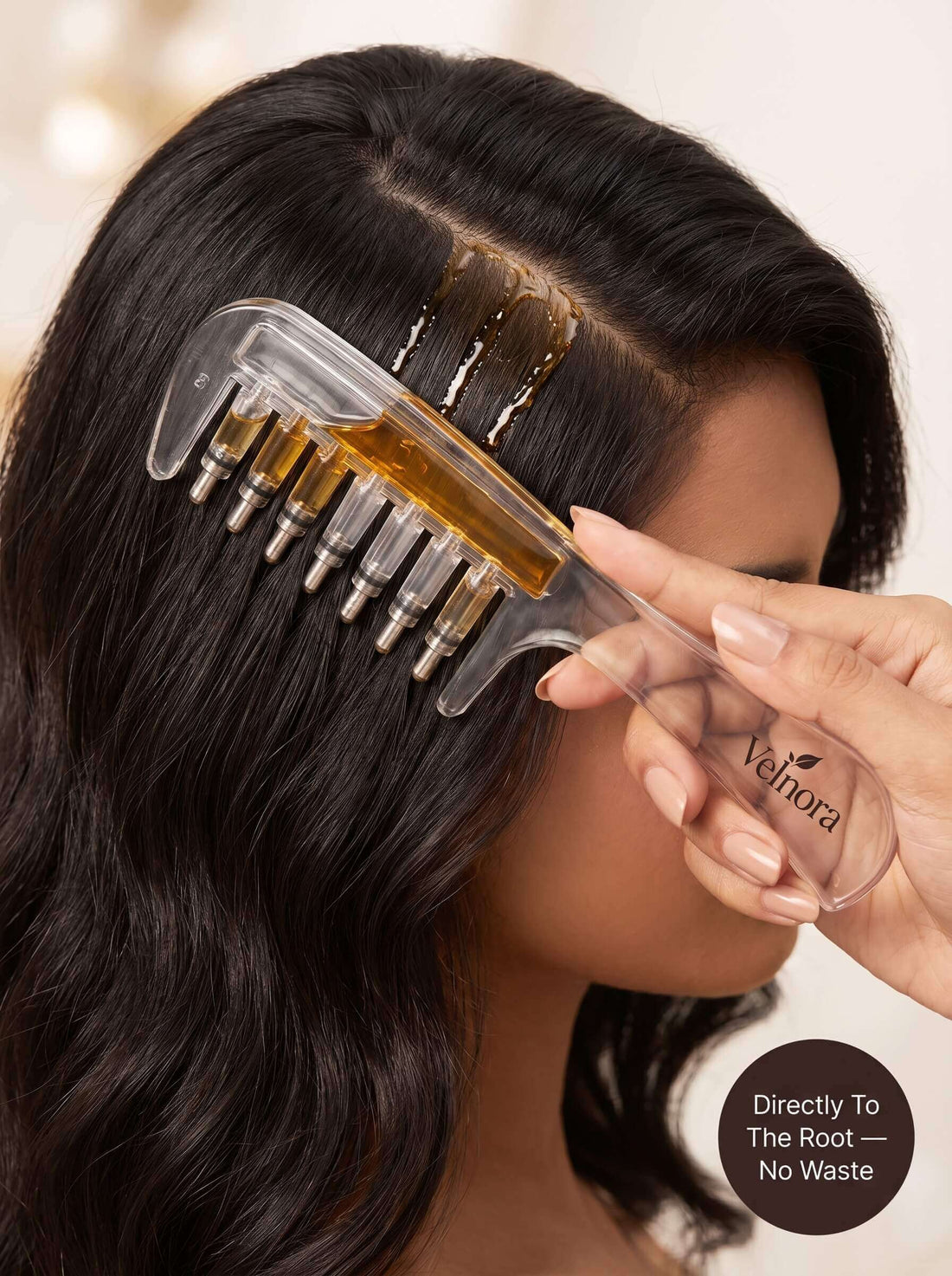 Velnora 2 in 1 essential hair oil applicator comb for scalp